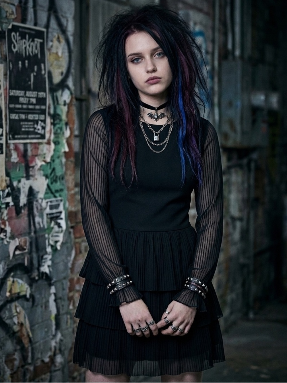 🖤 Ultimate Grunge Goth Tiered Mini Dress (S)🖤